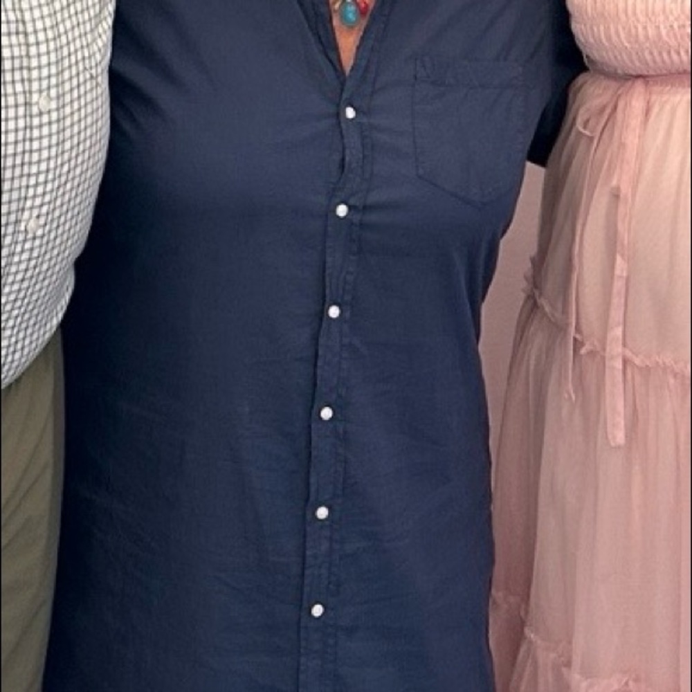 Frank & Eileen Rory Woven Long Dress in Navy Blue 100% Organic Cotton Size XL - Picture 9 of 10